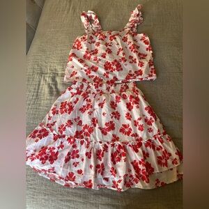 J.Crew Boho Floral Smocked Tank Top & Tiered Skirt Outfit Size M